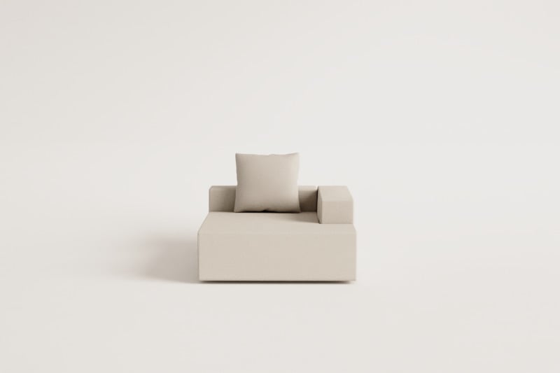 Módul Chaise Longue rechts mit Kissen für modulares Sofa Bruna