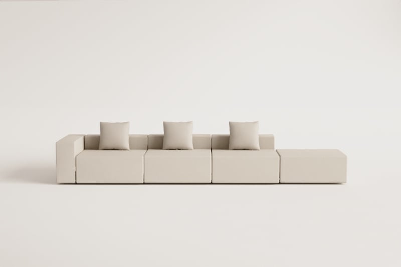 3-teiliges modulares Ecksofa links mit Puff (↔︎450 cm) Bruna 