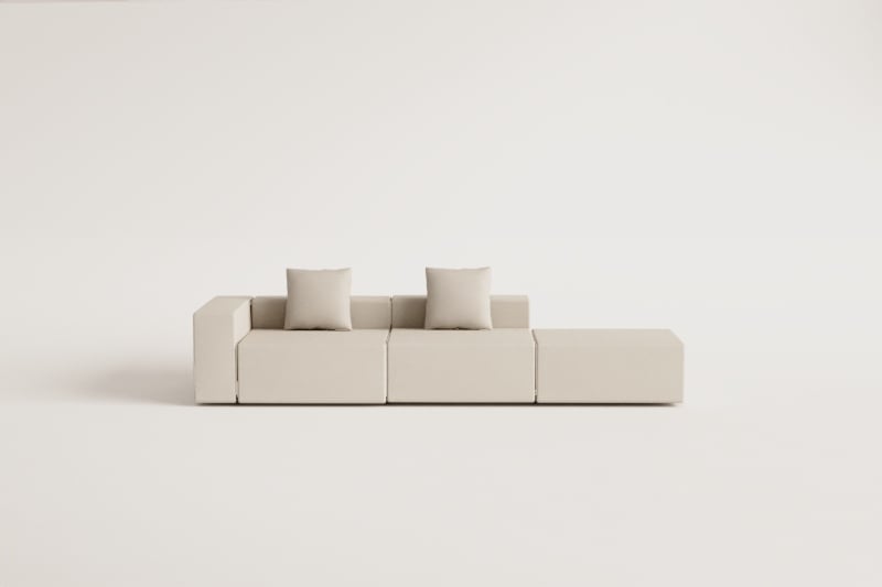 2-teiliges modulares Ecksofa links mit Puff (↔︎345 cm) Bruna 