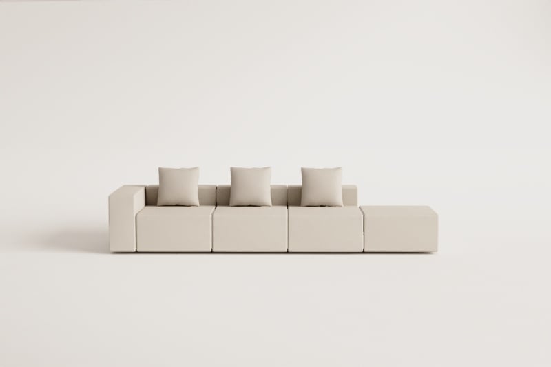 3-teiliges modulares Ecksofa links mit Puff (↔︎370 cm) Bruna  