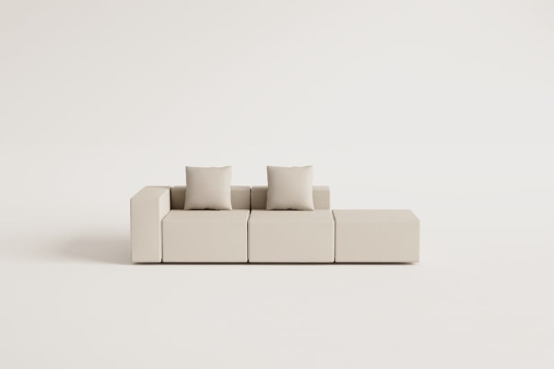 2-teiliges modulares Ecksofa links mit Pouf (↔︎285 cm) Bruna