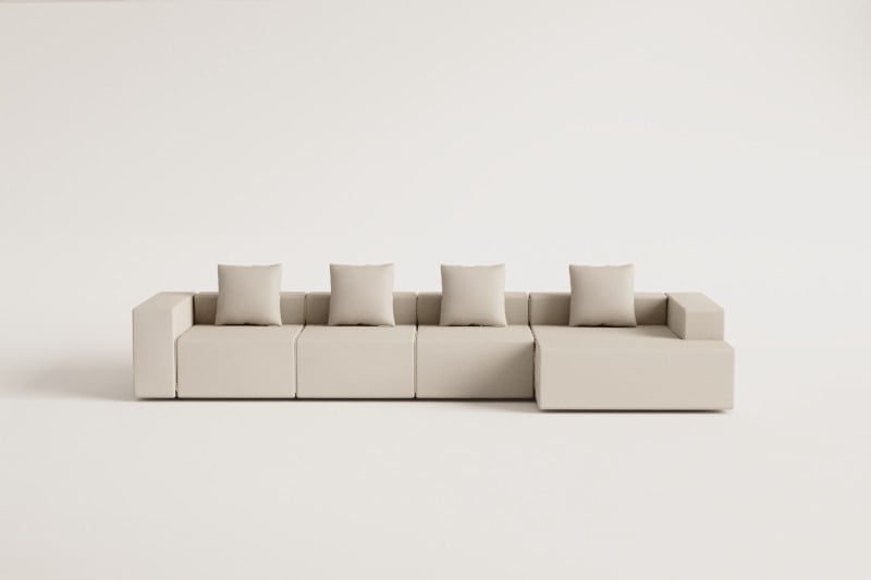 Modulares Sofa mit rechter Chaiselongue, 4-teilig (↔︎420 cm) mit hoher Armlehne Bruna