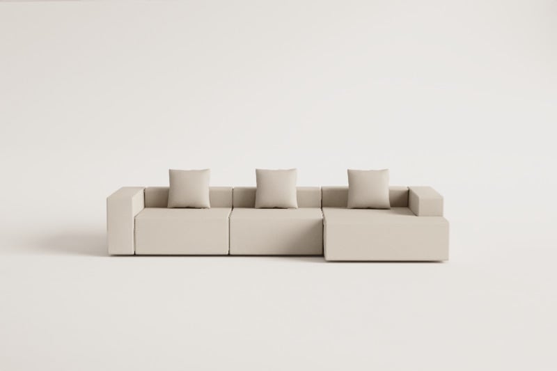 3-teiliges modulares Chaiselongue-Sofa rechts (↔︎375 cm) Bruna