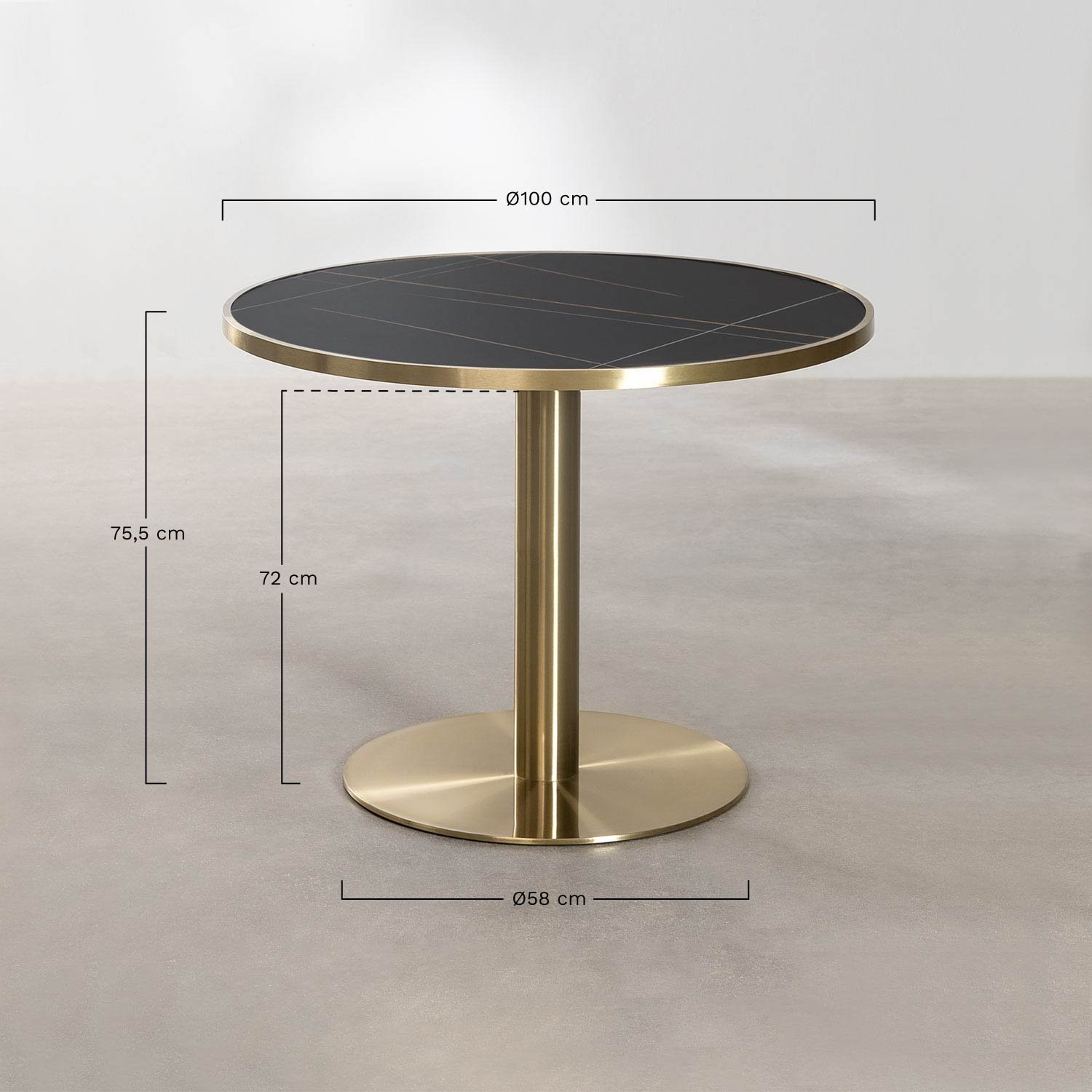 Runder Bistrotisch (Ø100 cm) aus Stahl Briselda , MAßE