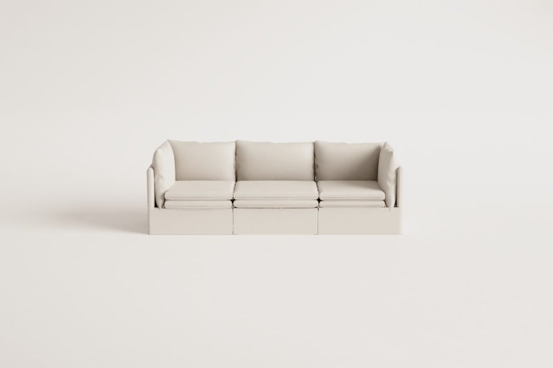 Dreiteiliges modulares Sofa „Grace“ aus Leinen und Baumwolle