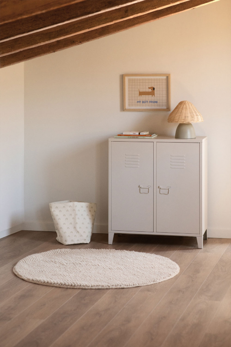 Metall-Sideboard 80x40 cm 2 Türen Stahl Tapioca-Beige Pohpli - Beige Tapioca