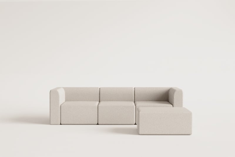 3-teiliges modulares Sofa mit Fogler-Hocker    