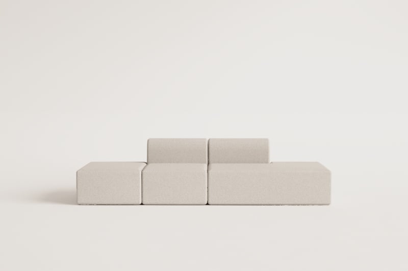 2-teiliges modulares Sofa mit rechter Chaiselongue und Fogler-Hocker