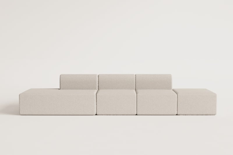 3-teiliges modulares Sofa mit Chaiselongue links und Fogler-Hocker