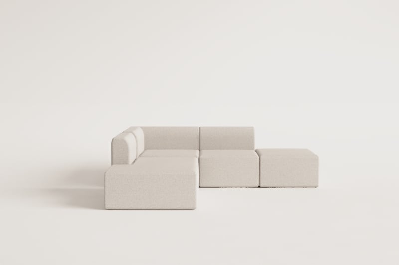 3-teiliges modulares Ecksofa mit Chaiselongue links und Fogler-Hocker