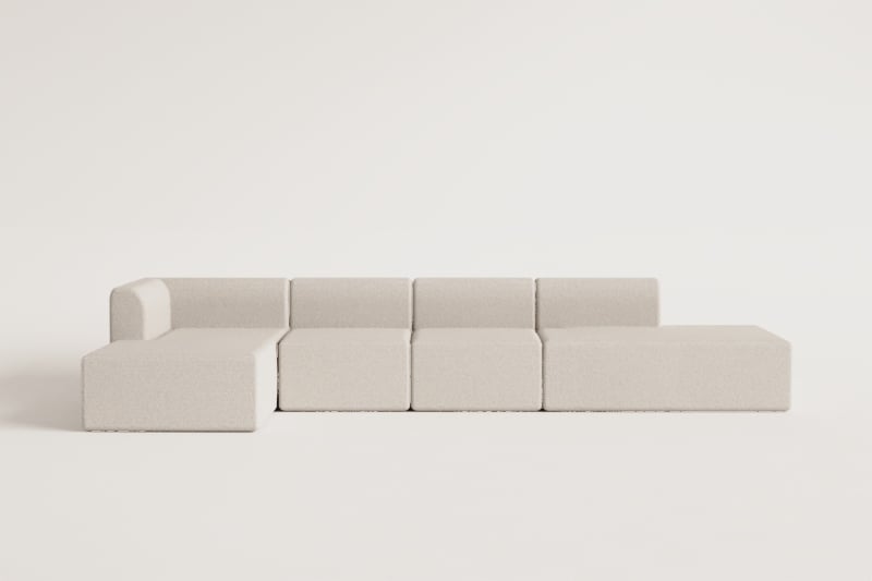 4-teiliges modulares Chaiselongue-Sofa in der linken Ecke mit Fogler-Chaiselounge  