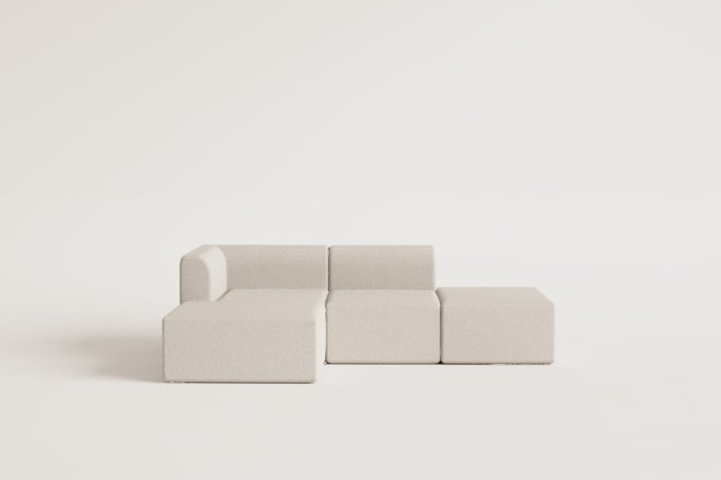 2-teiliges modulares Chaiselongue-Sofa links mit Fogler-Hocker