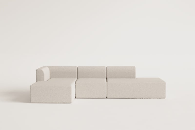 3-teiliges modulares Chaiselongue-Sofa links mit Fogler-Chaiselounge