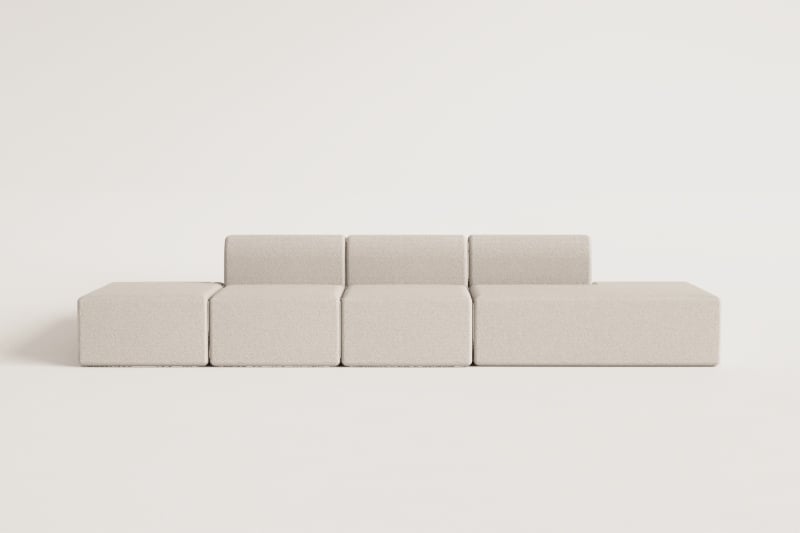 3-teiliges modulares Sofa mit Chaiselongue rechts und Fogler-Hocker