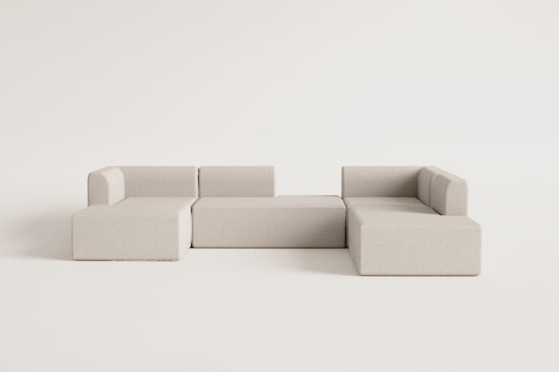 4-teiliges modulares Chaiselongue-Sofa links mit Doppel-Chaiselongue Fogler