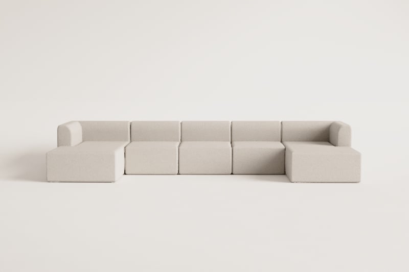 5-teiliges modulares Chaiselongue-Sofa Fogler mit Doppel-Chaiselongue