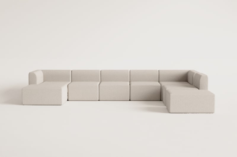 6-teiliges modulares Chaiselongue-Sofa links mit Fogler-Hocker