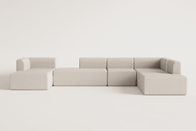 5-teiliges modulares Chaiselongue-Sofa links von Fogler mit Doppel-Chaise 