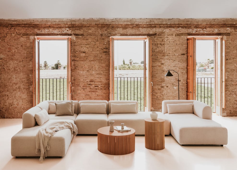 Fogler 5-teiliges modulares Sofa mit Chaiselongue rechts und Doppel-Chaiselongue