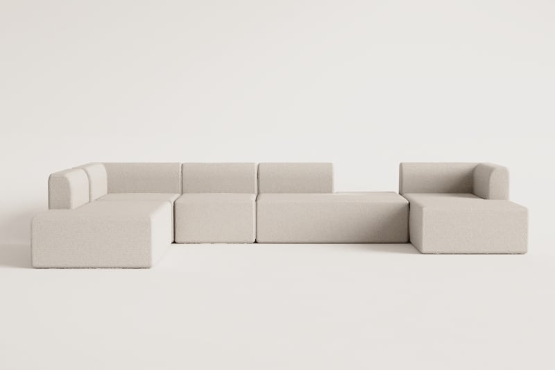 5-teiliges modulares Chaiselongue-Sofa rechts mit Doppel-Chaiselongue