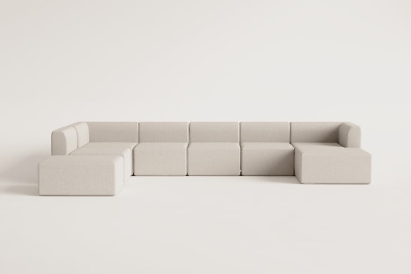 6-teiliges modulares Chaiselongue-Sofa rechts mit Fogler-Hocker