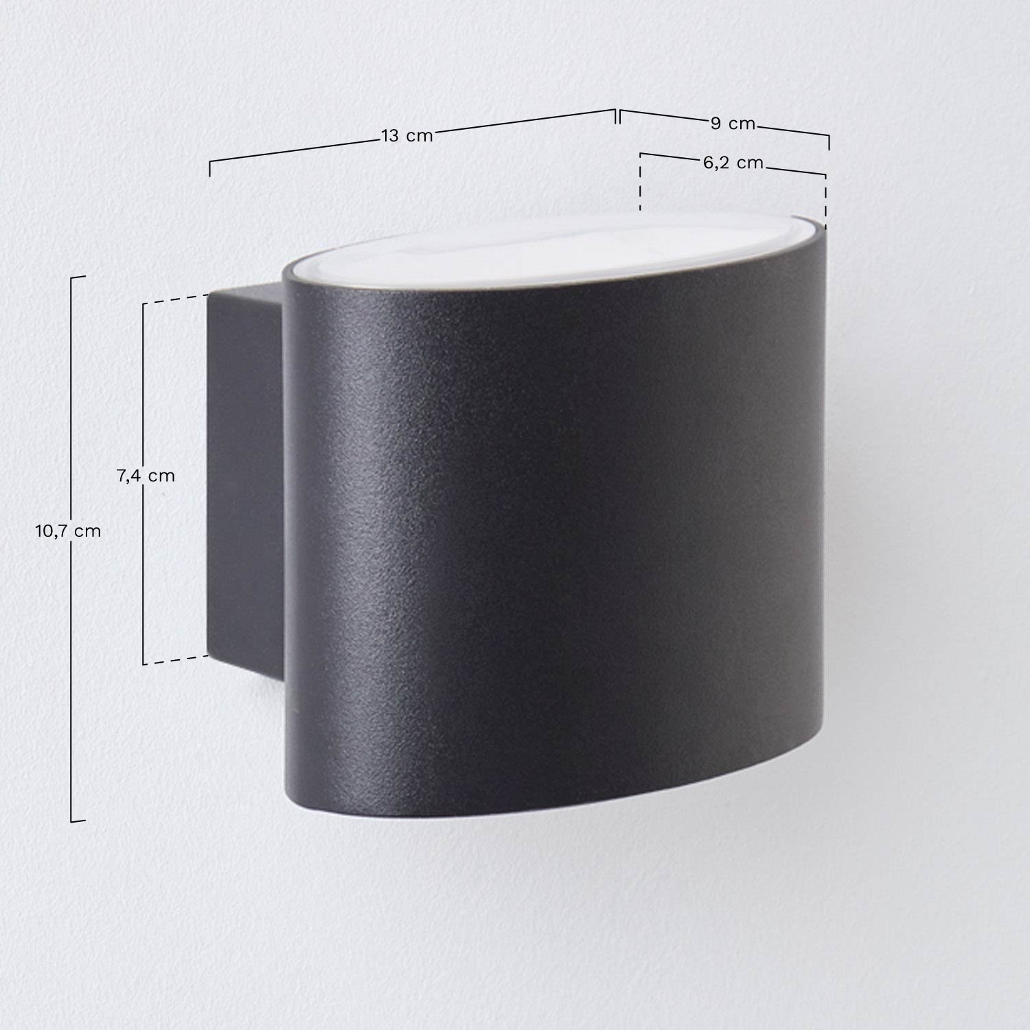 LED-Wandleuchte für den Außenbereich aus Aluminium mit 2 Lichtpunkten Birelo, MAßE