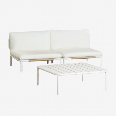 Gartenset Mit Zweiteiligem Modulsofa Und Roubly-couchtisch Beige Mandel Rose - Sklum