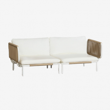 2-teiliges Modulares Gartensofa Mit 2 Roubly-ecksesseln Beige Mandel Rose - Sklum