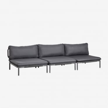 Dreiteiliges Modulares Gartensofa Roubly Grau Graphit - Sklum