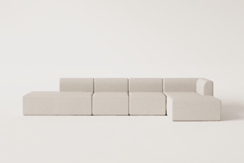 4-teiliges modulares Chaiselongue-Sofa in der rechten Ecke mit Fogler-Chaiselounge