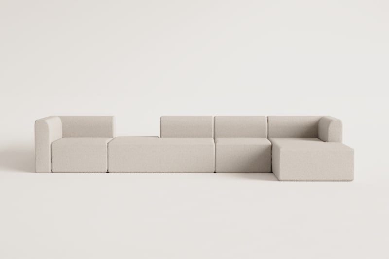 4-teiliges modulares Chaiselongue-Sofa rechts mit Fogler-Chaiselounge