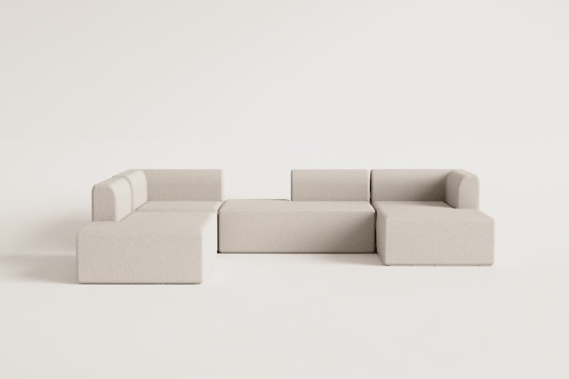 4-teiliges modulares Chaiselongue-Sofa rechts mit Doppel-Chaiselongue