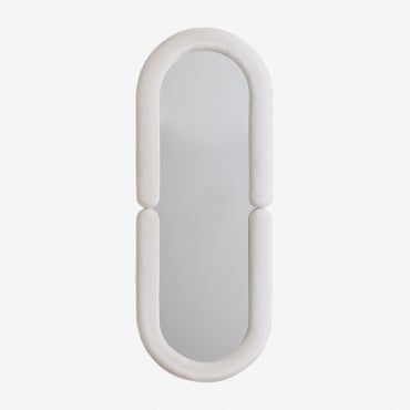 Ovaler Wandspiegel 60x160 Cm Aus Santes-samt Eierschale - Sklum