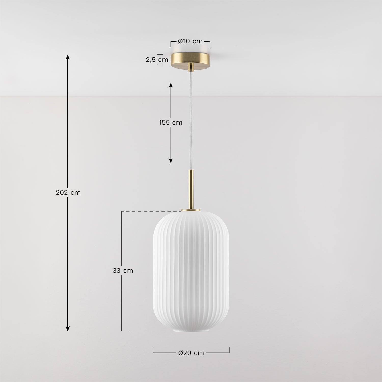 Hängende Deckenlampe aus Metall und Glas Bruner, MA&szlig;E