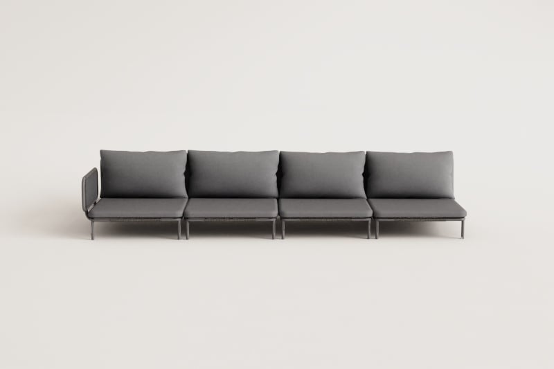 4-teiliges modulares Eckgartensofa Roubly 