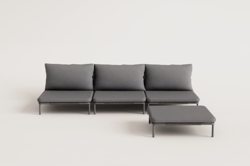 3-teiliges modulares Gartensofa und Roubly-Hocker