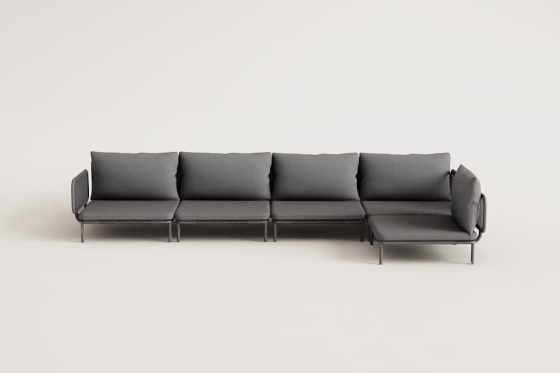 5-teiliges modulares Eckgartensofa Roubly 