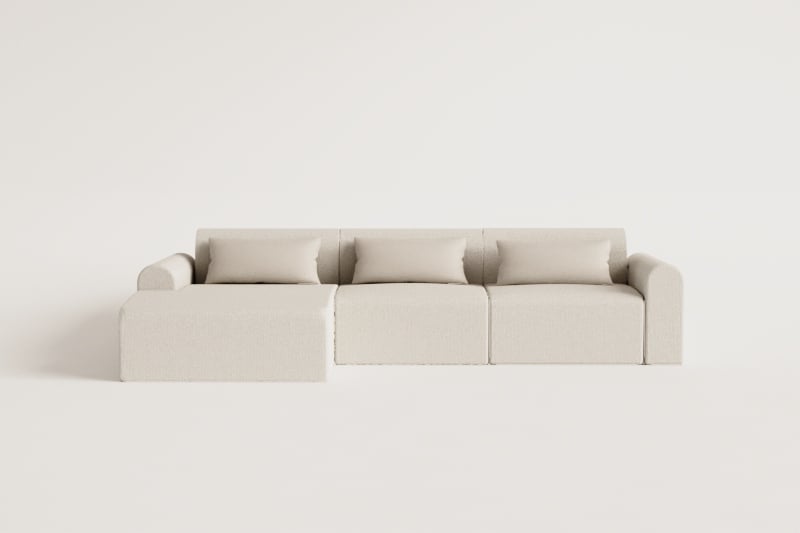 3-teiliges modulares Chaiselongue-Sofa links aus Borjan-Lammfell