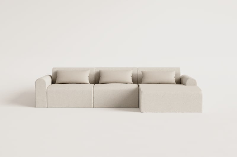 Modulares dreiteiliges Chaiselongue-Sofa rechts aus Borjan-Lammfell