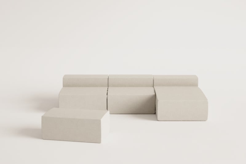 3-teiliges modulares Chaiselongue-Sofa und Pouf für Garten-Dojans    