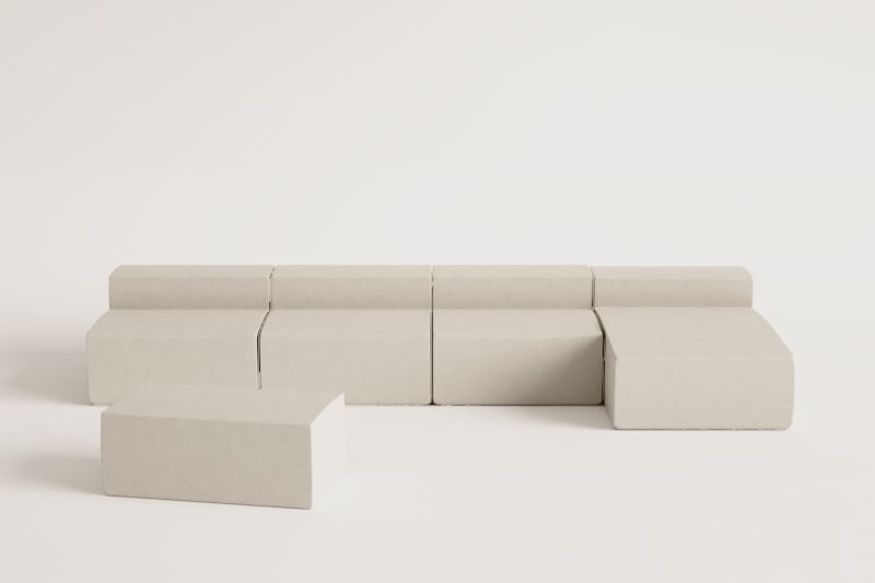 Dojans 4-teiliges modulares Chaiselongue-Sofa und Gartenhocker