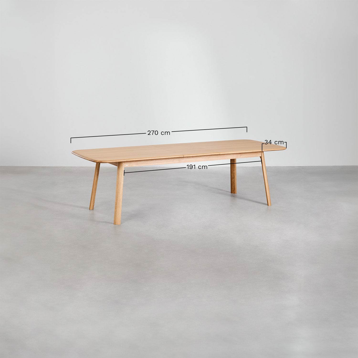 Rechteckiger Esstisch 220-320x95 cm ausziehbar aus Treveris-Holz, MAßE