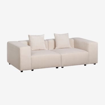 Modulares 2-sitzer-sofa ↔︎230 Cm Mit Hoher Armlehne Bruna Kord Beige Leinen - Sklum