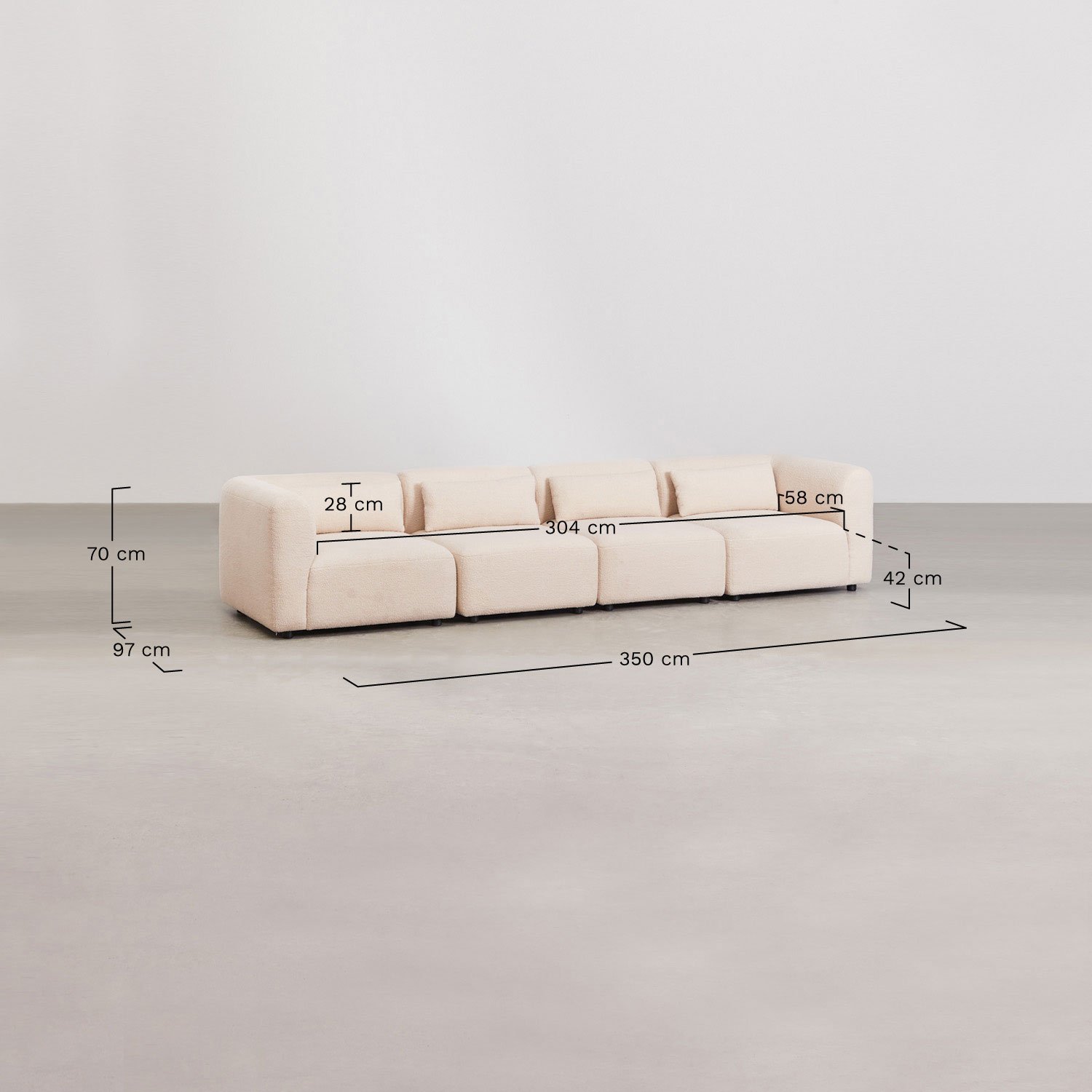 Fogler 4-teiliges modulares Sofa, MAßE