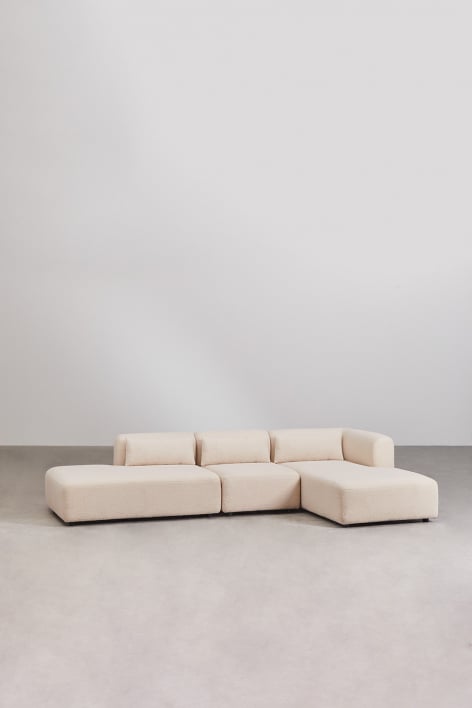 Rechte 3-teilige modulare Chaiselongue-Sofa mit Ottomane Fogler