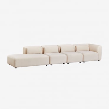 4-teiliges Modulares Ecksofa Fogler Mit Chaiselongue Links Kord Beige Leinen - Sklum