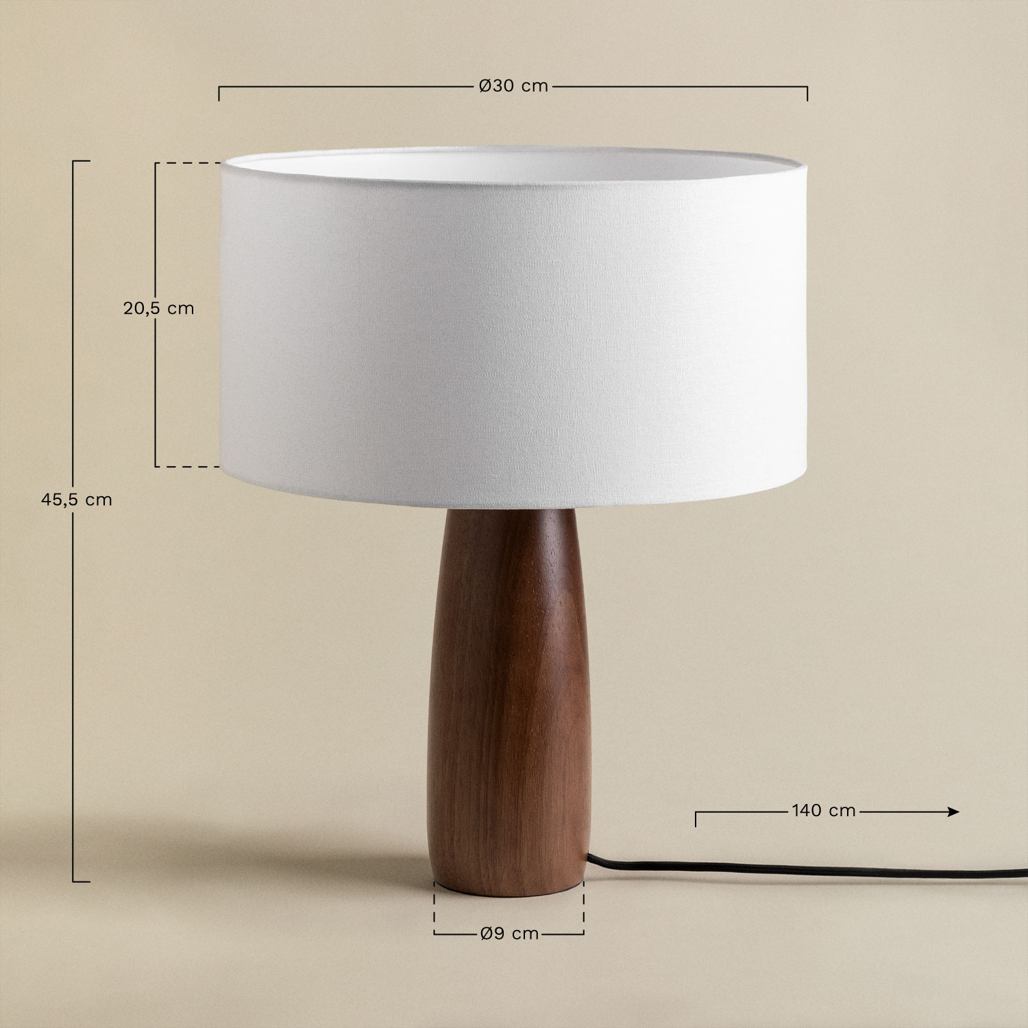 Caitlin Tischlampe aus Holz, MAßE