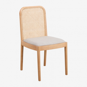 Packung Mit 2 Esszimmerstühlen Aus Gummiholz Und Rattan Yaiza Braun Natur - Sklum