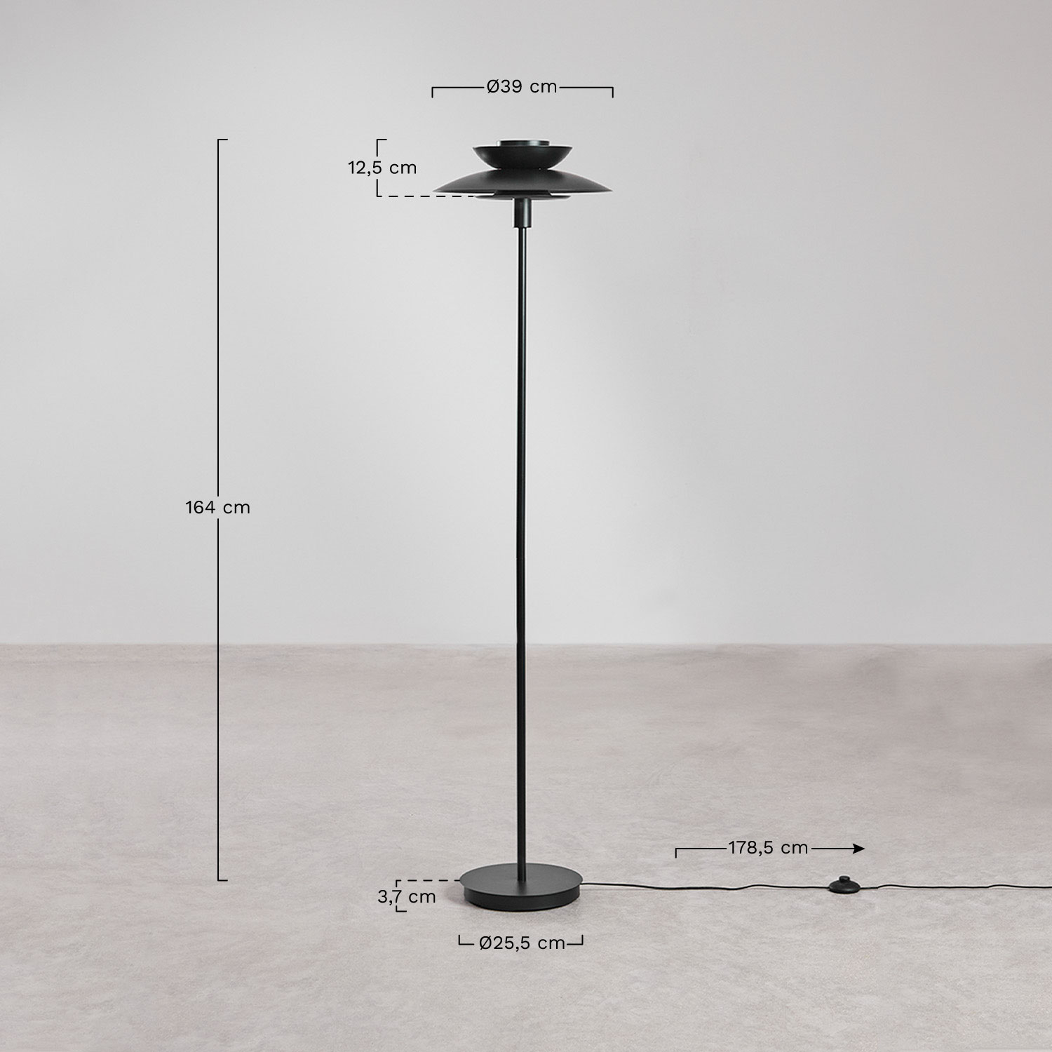 Alicia Stehlampe aus Eisen, MAßE