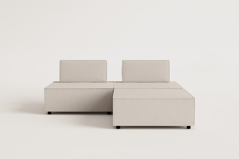 Modulares dreiteiliges Chaiselongue-Sofa aus Vermont-Stoff